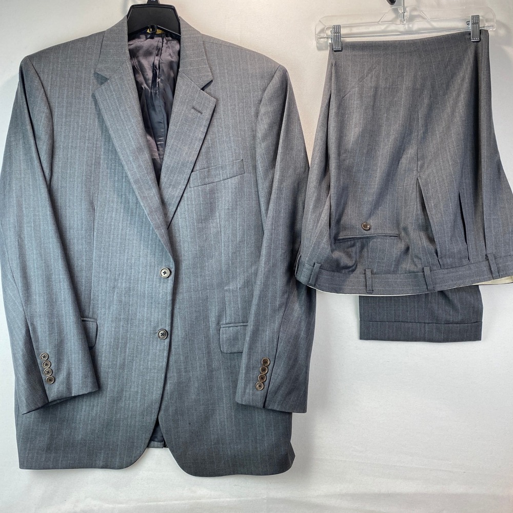 Brooks Brothers 1818 Madison Suit Mens 44L 38x30 Grey Wool Pinstripe 2 Piece
